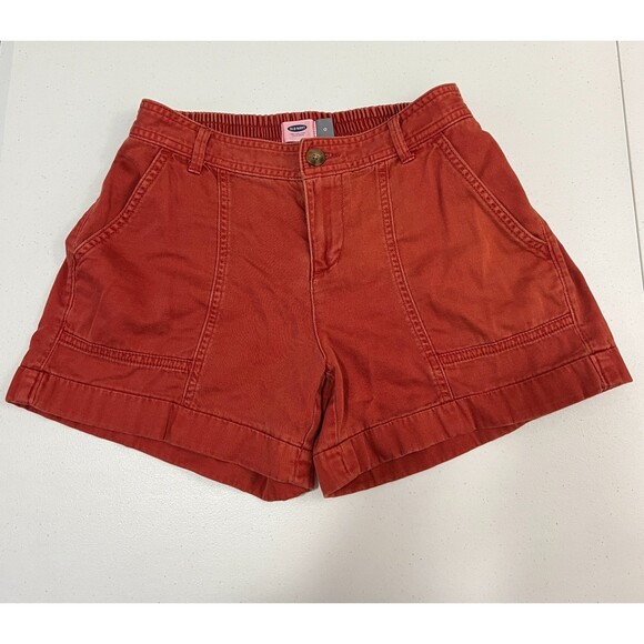 Old Navy Women's Surplus Shorts 4" Inseam Elastic Waist Orange Red Size 0 - Picture 1 of 9